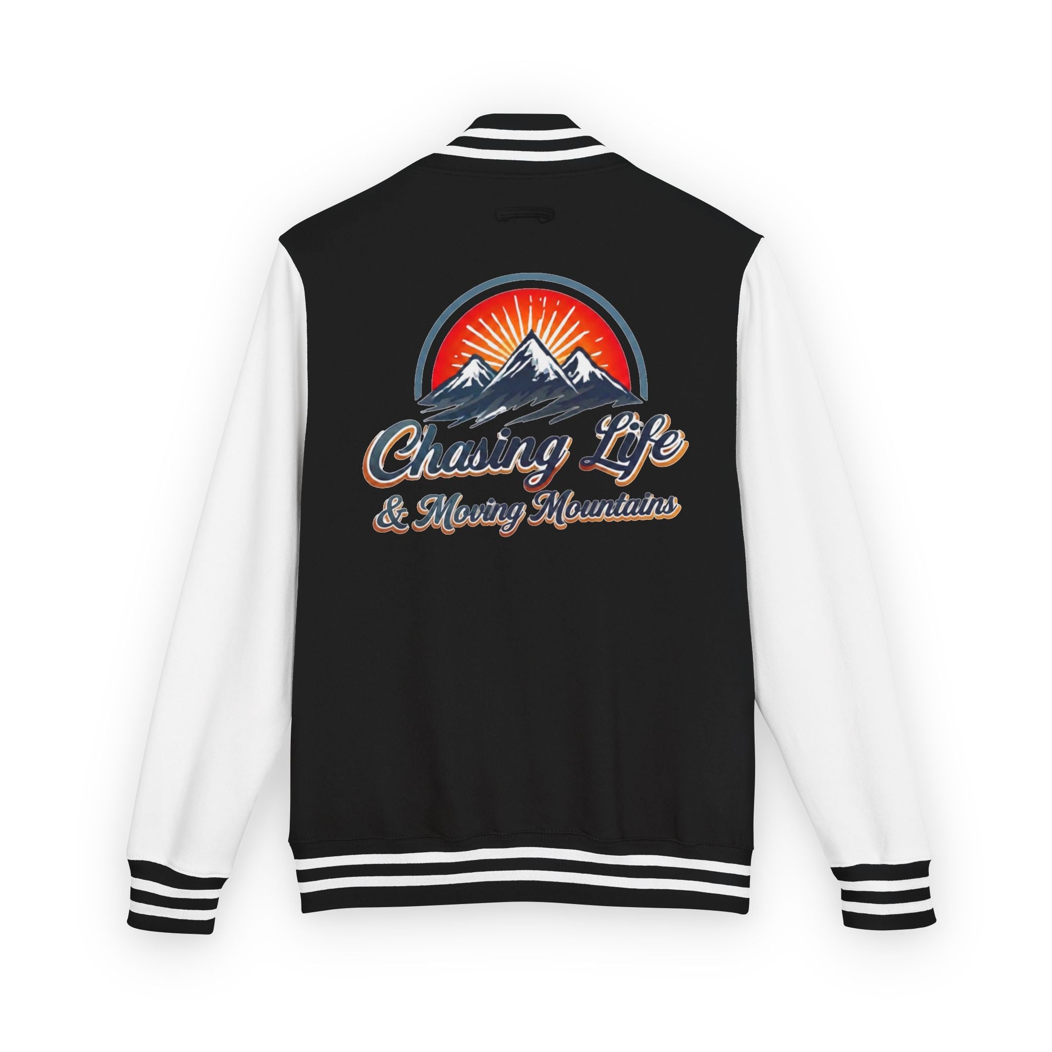 Letterman Jacket - "Chasing Life & Moving Mountains" Retro Mountain Varsity Jacketj