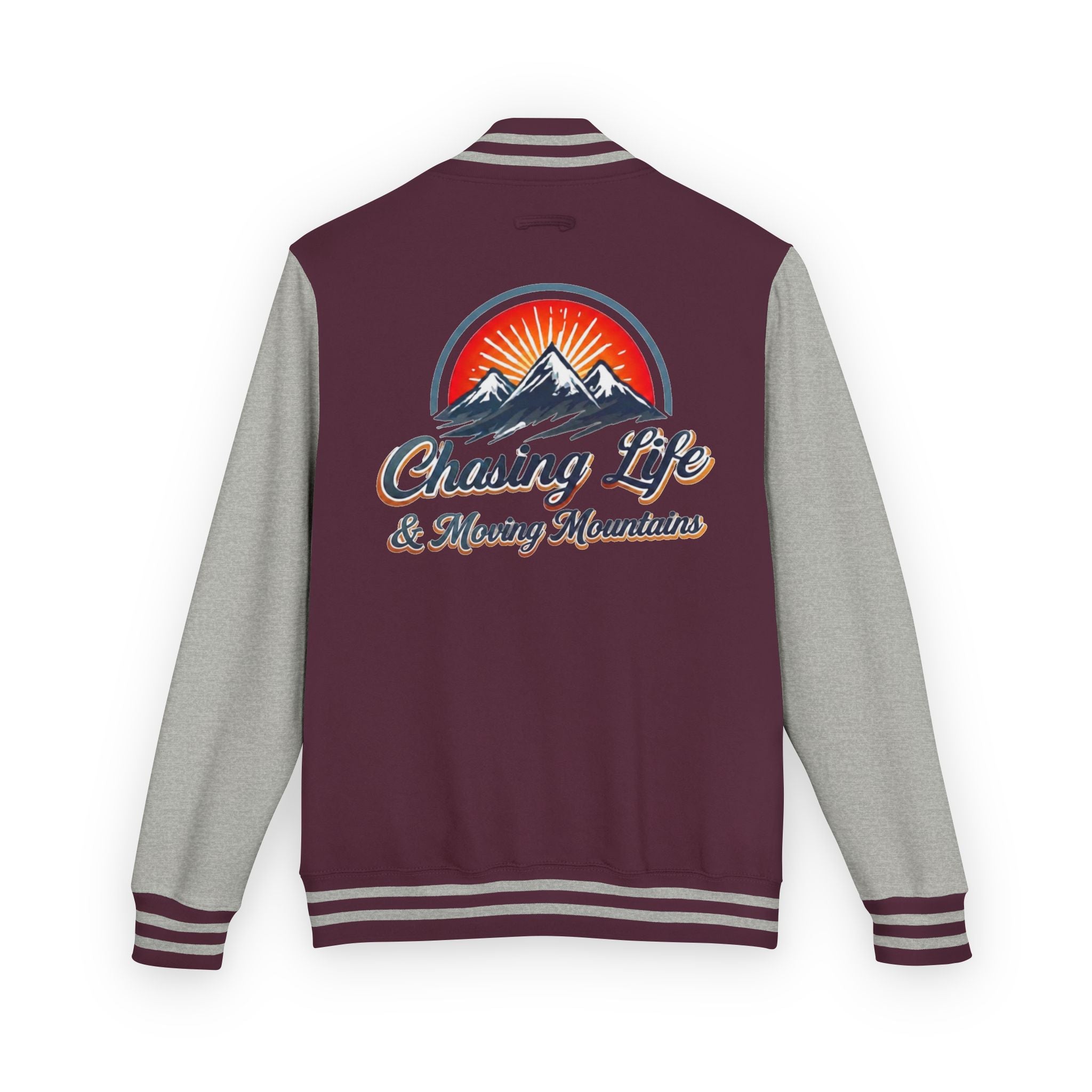 Letterman Jacket - "Chasing Life & Moving Mountains" Retro Mountain Varsity Jacketj