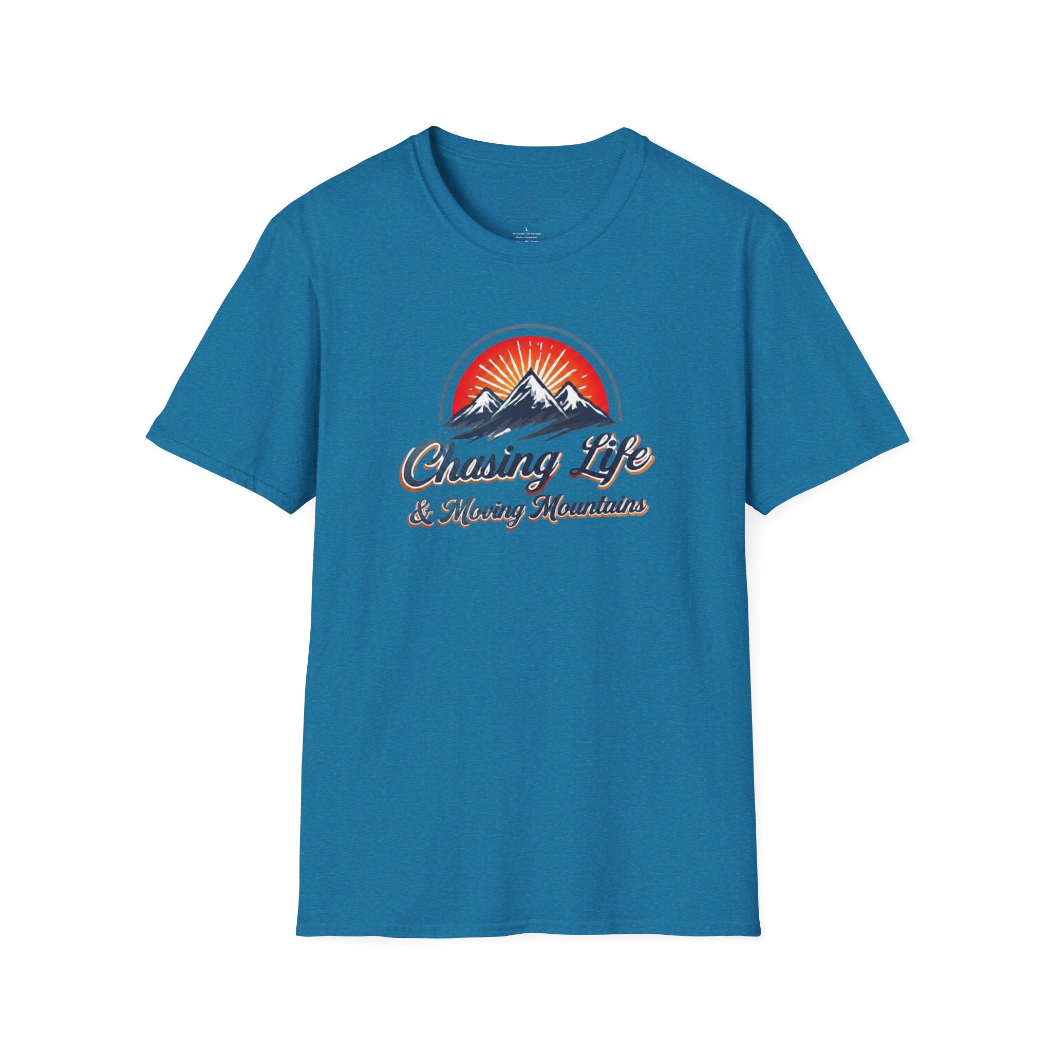 Chasing Life & Moving Mountains T-Shirt — Retro Mountain Adventure Tee