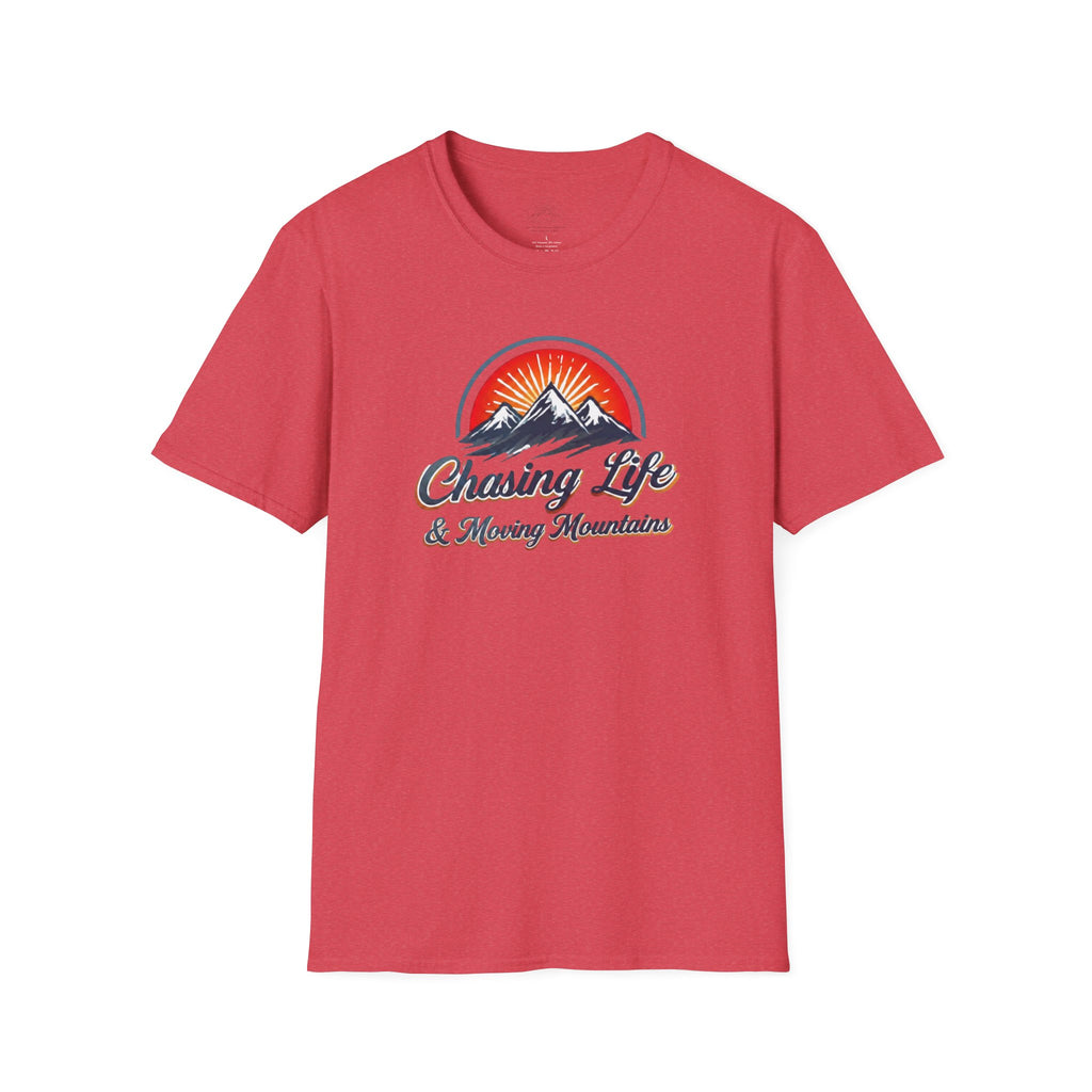 Chasing Life & Moving Mountains T-Shirt — Retro Mountain Adventure Tee