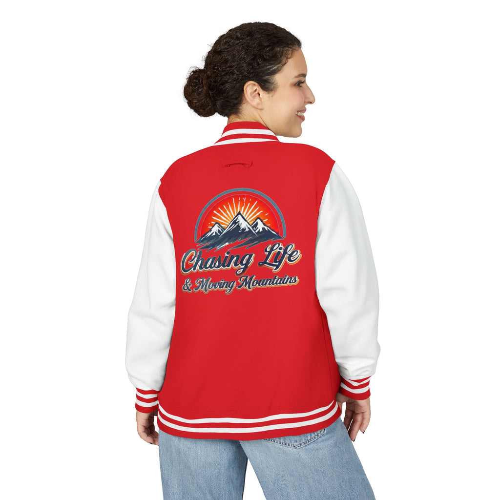 Letterman Jacket - "Chasing Life & Moving Mountains" Retro Mountain Varsity Jacketj