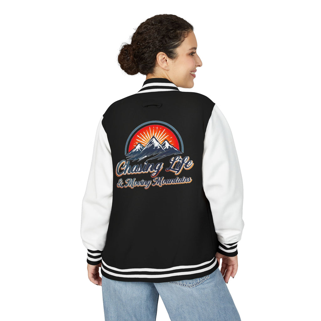 Letterman Jacket - "Chasing Life & Moving Mountains" Retro Mountain Varsity Jacketj