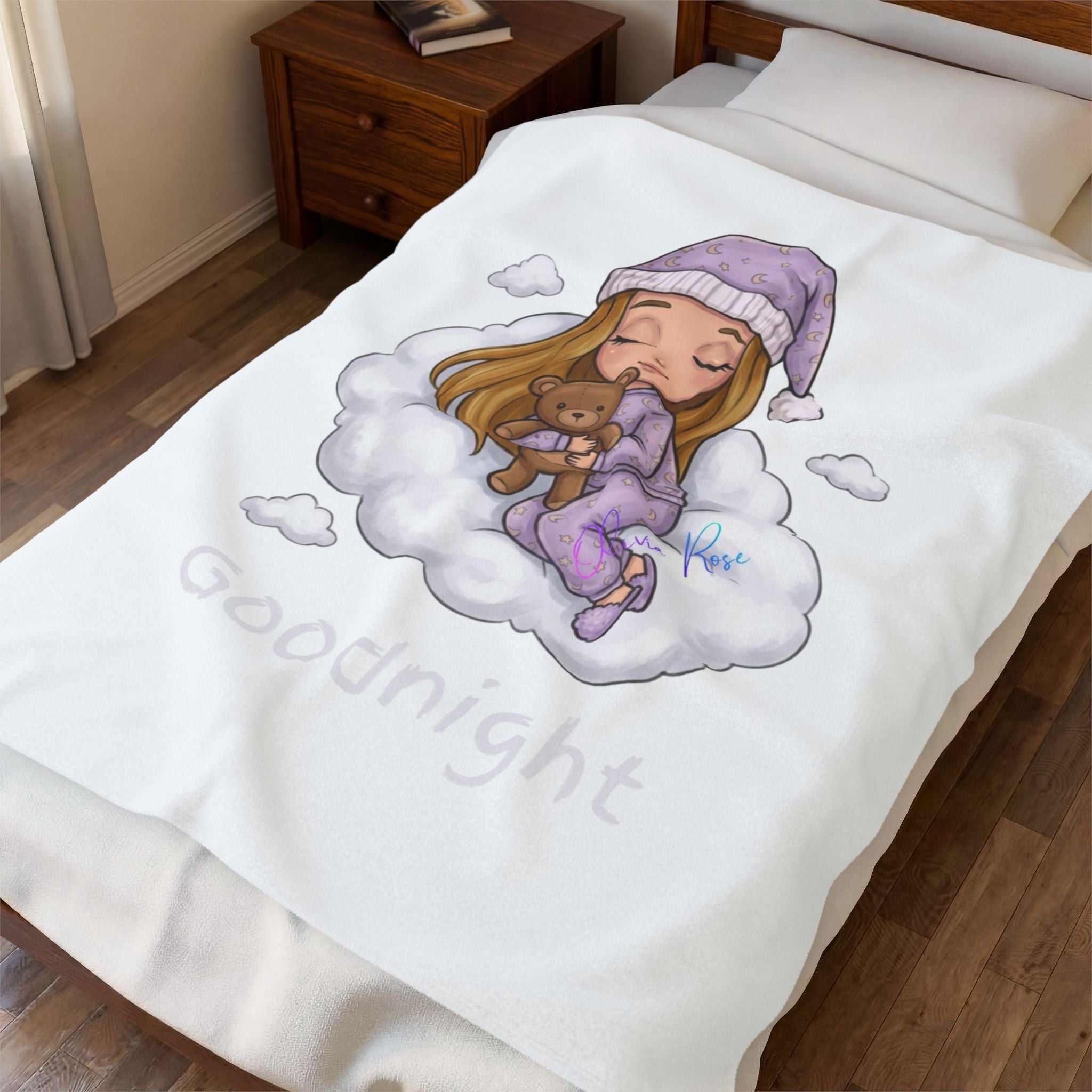 Goodnight Velveteen Plush Blanket – Olivia Rose