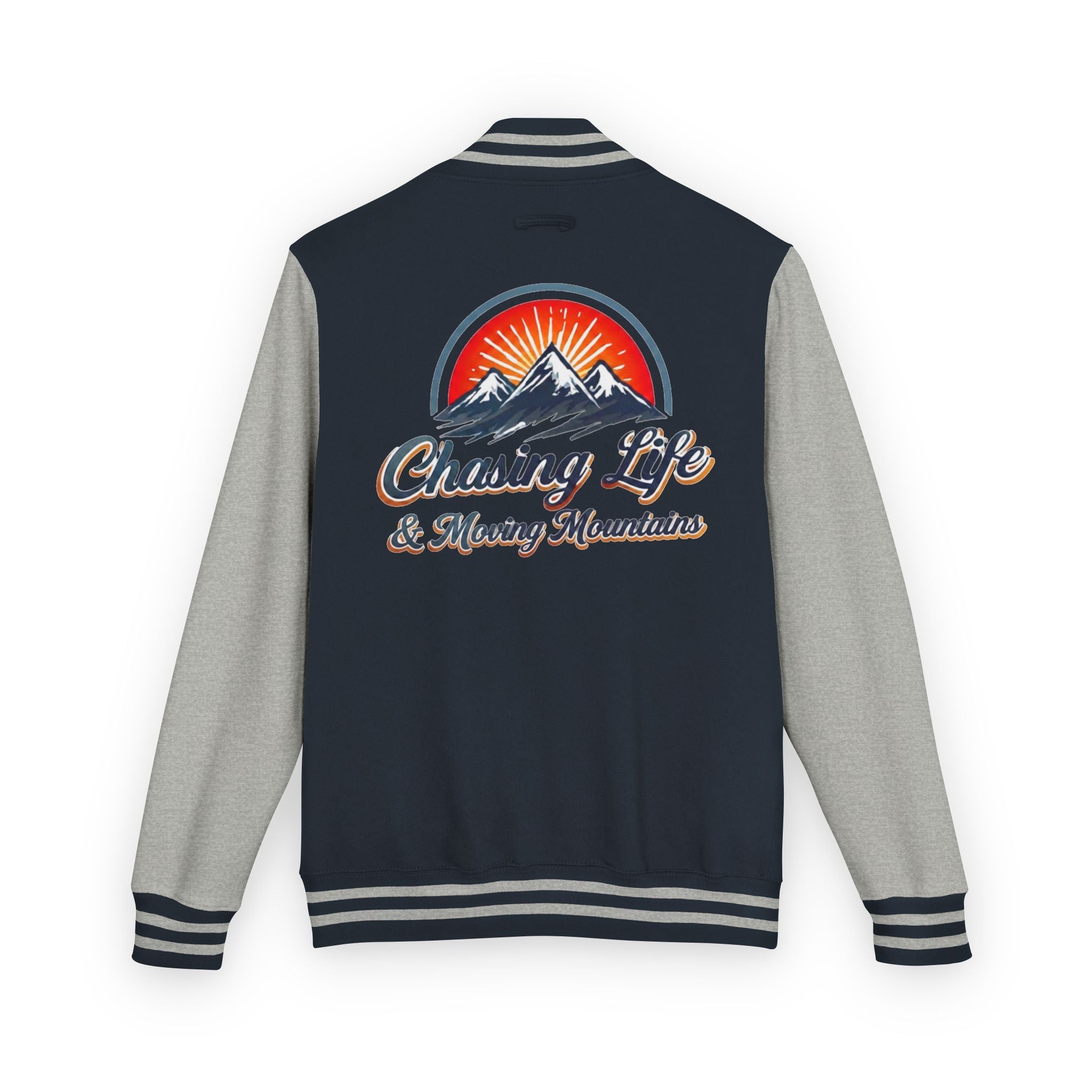 Letterman Jacket - "Chasing Life & Moving Mountains" Retro Mountain Varsity Jacketj
