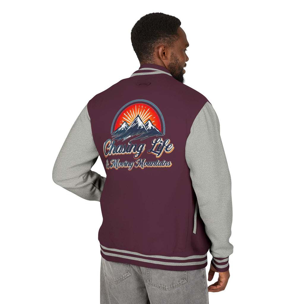 Letterman Jacket - "Chasing Life & Moving Mountains" Retro Mountain Varsity Jacketj