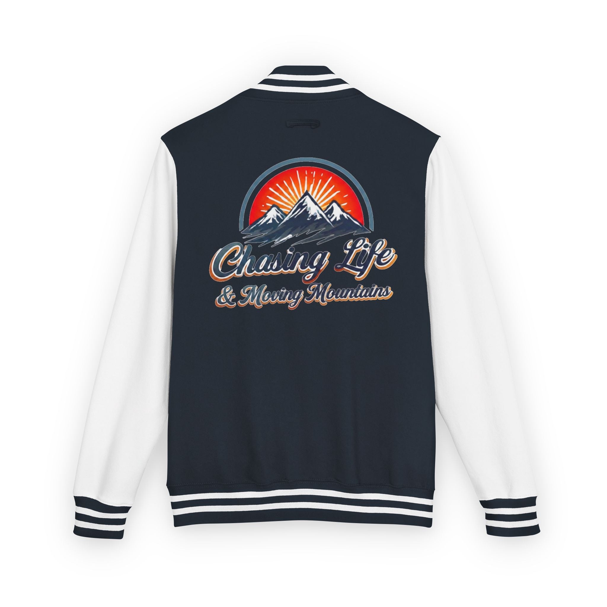 Letterman Jacket - "Chasing Life & Moving Mountains" Retro Mountain Varsity Jacketj