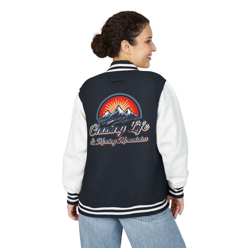 Letterman Jacket - "Chasing Life & Moving Mountains" Retro Mountain Varsity Jacketj