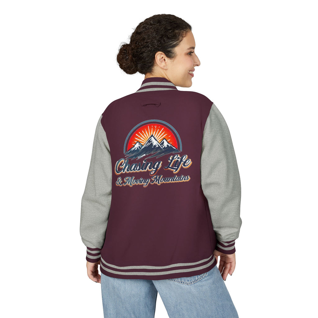 Letterman Jacket - "Chasing Life & Moving Mountains" Retro Mountain Varsity Jacketj