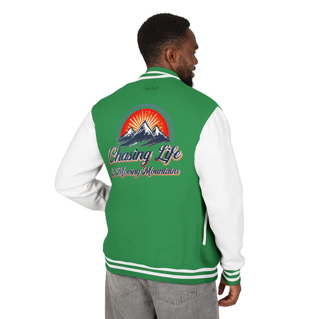 Letterman Jacket - "Chasing Life & Moving Mountains" Retro Mountain Varsity Jacketj