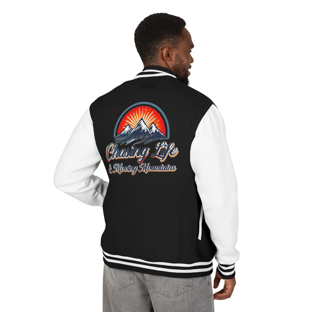 Letterman Jacket - "Chasing Life & Moving Mountains" Retro Mountain Varsity Jacketj