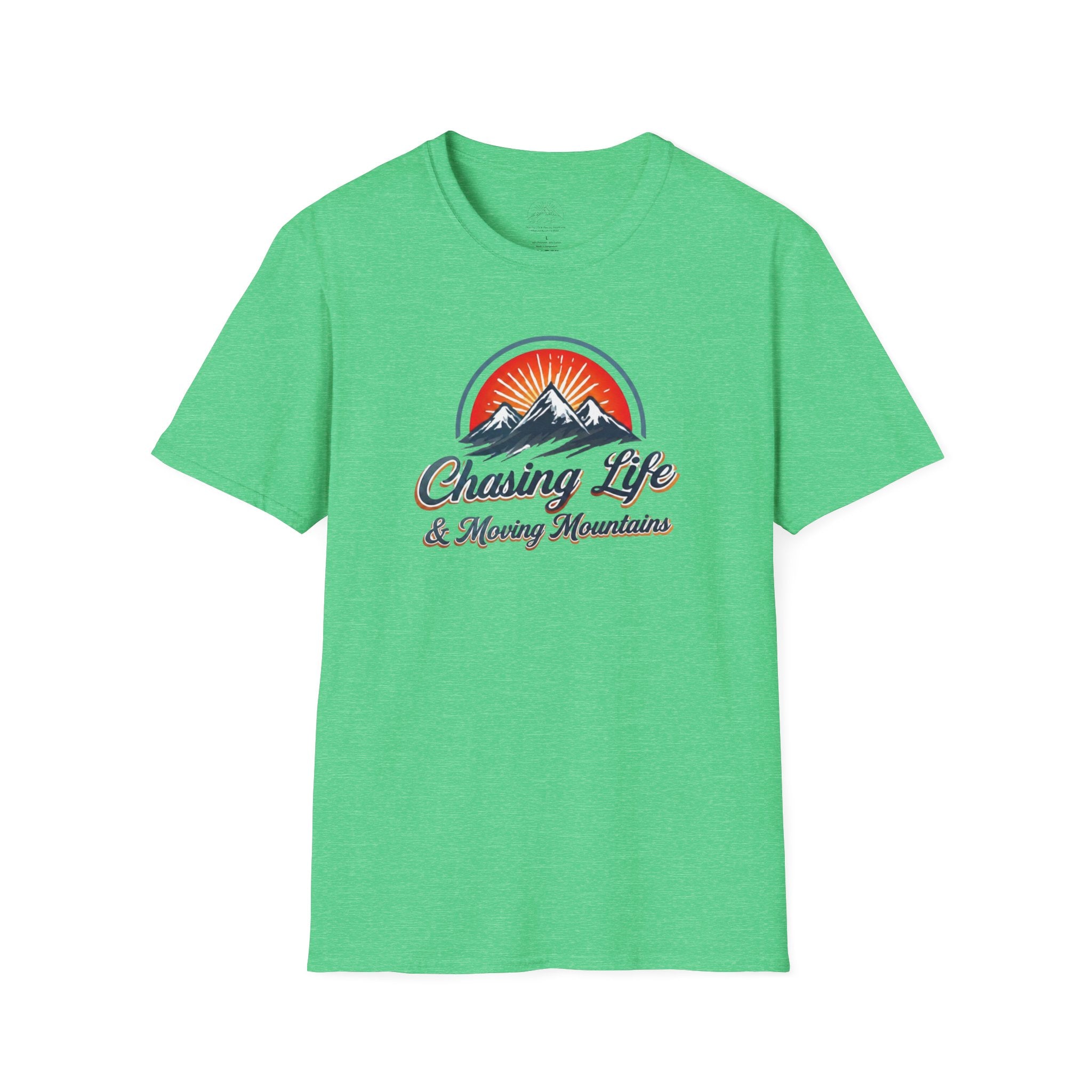 Chasing Life & Moving Mountains T-Shirt — Retro Mountain Adventure Tee