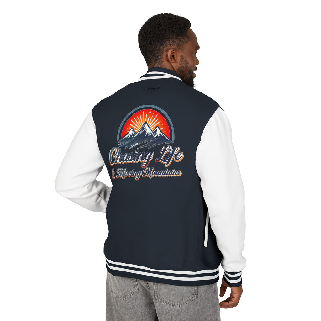 Letterman Jacket - "Chasing Life & Moving Mountains" Retro Mountain Varsity Jacketj