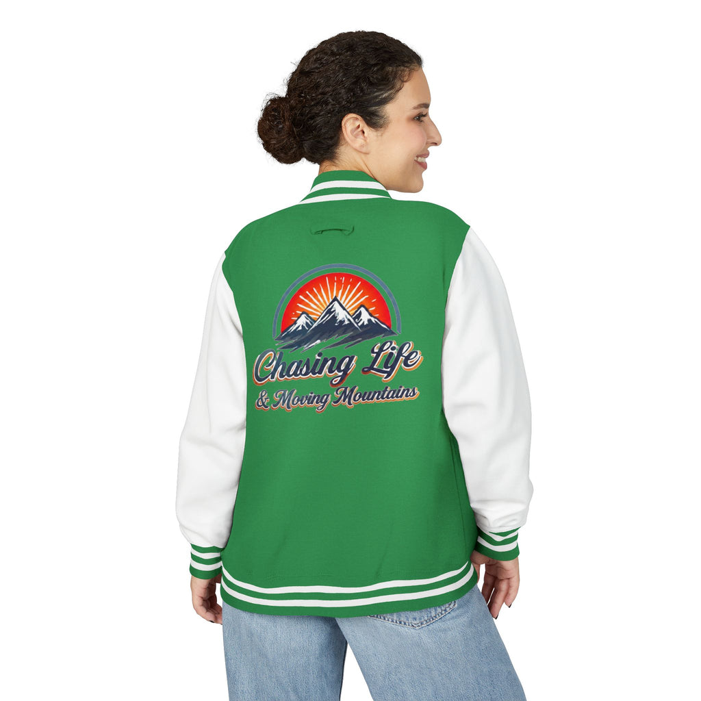 Letterman Jacket - "Chasing Life & Moving Mountains" Retro Mountain Varsity Jacketj
