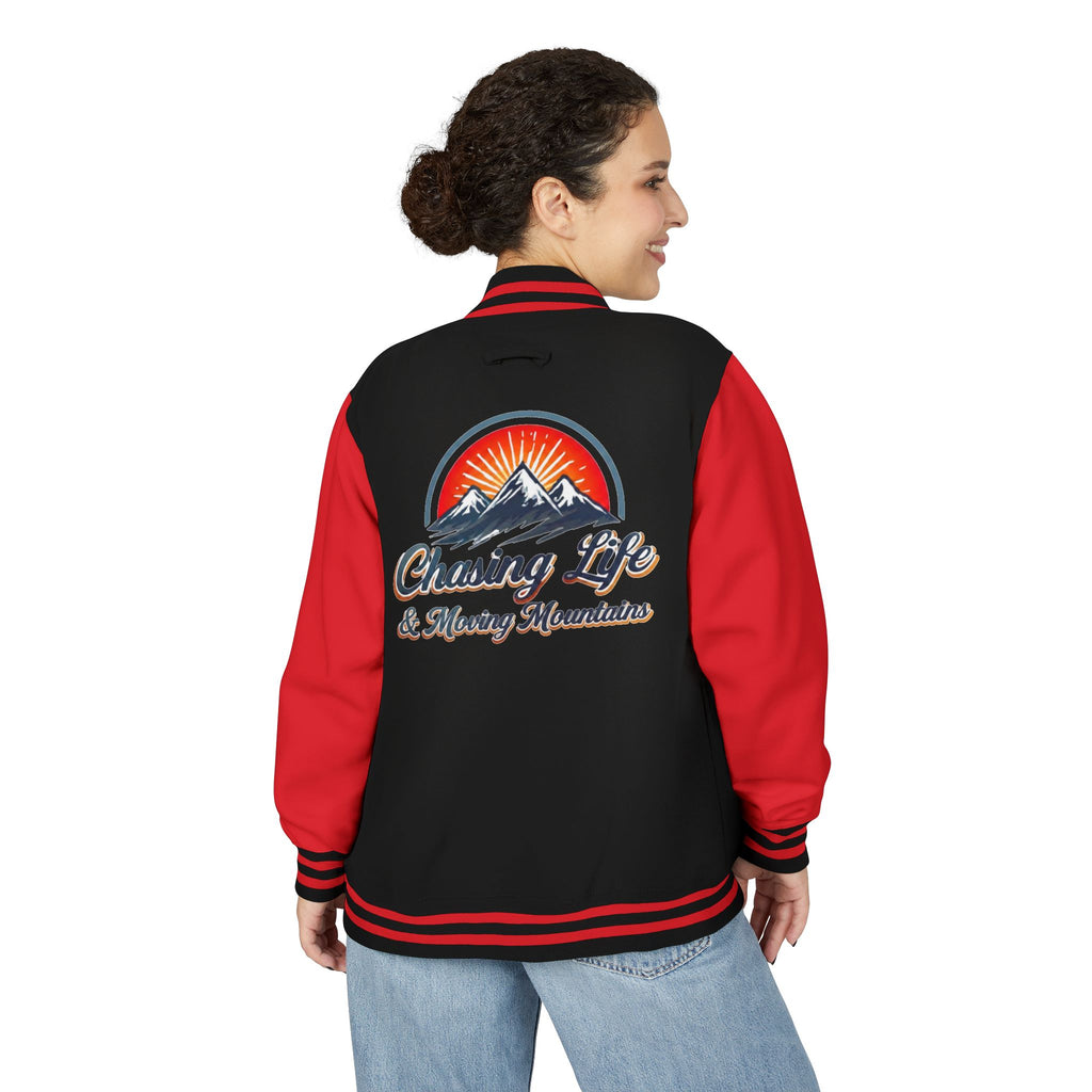 Letterman Jacket - "Chasing Life & Moving Mountains" Retro Mountain Varsity Jacketj