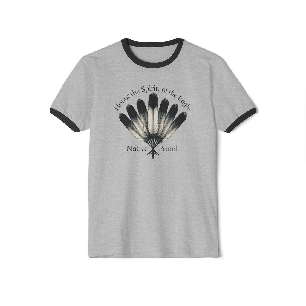Native Proud Ringer Tee — "I honor the Spirit of the Eagle" Feather Design