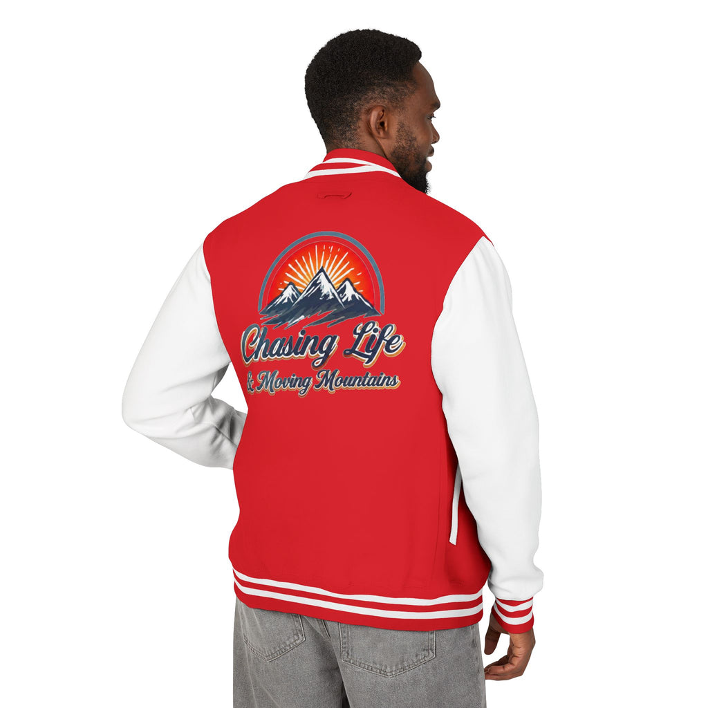 Letterman Jacket - "Chasing Life & Moving Mountains" Retro Mountain Varsity Jacketj