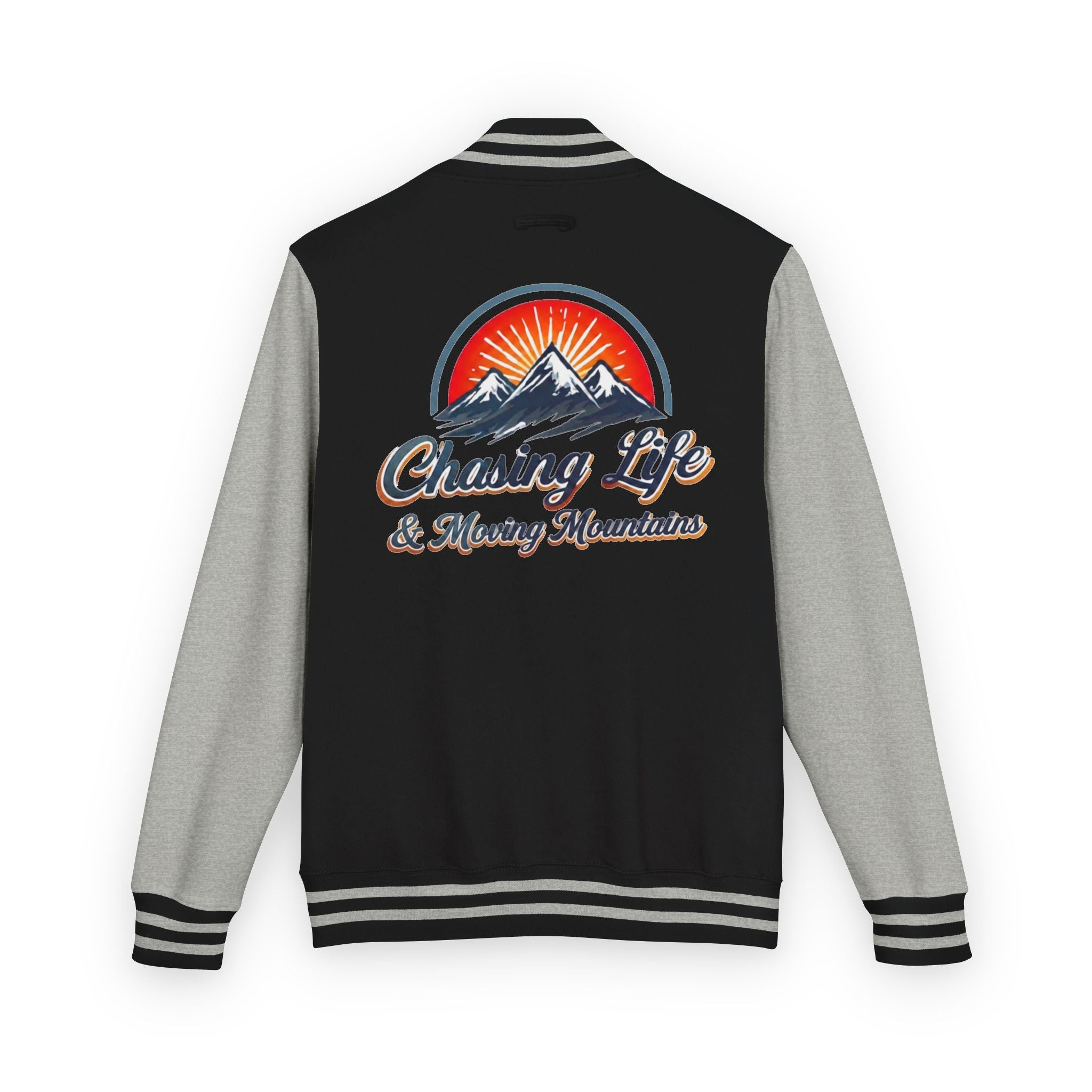 Letterman Jacket - "Chasing Life & Moving Mountains" Retro Mountain Varsity Jacketj