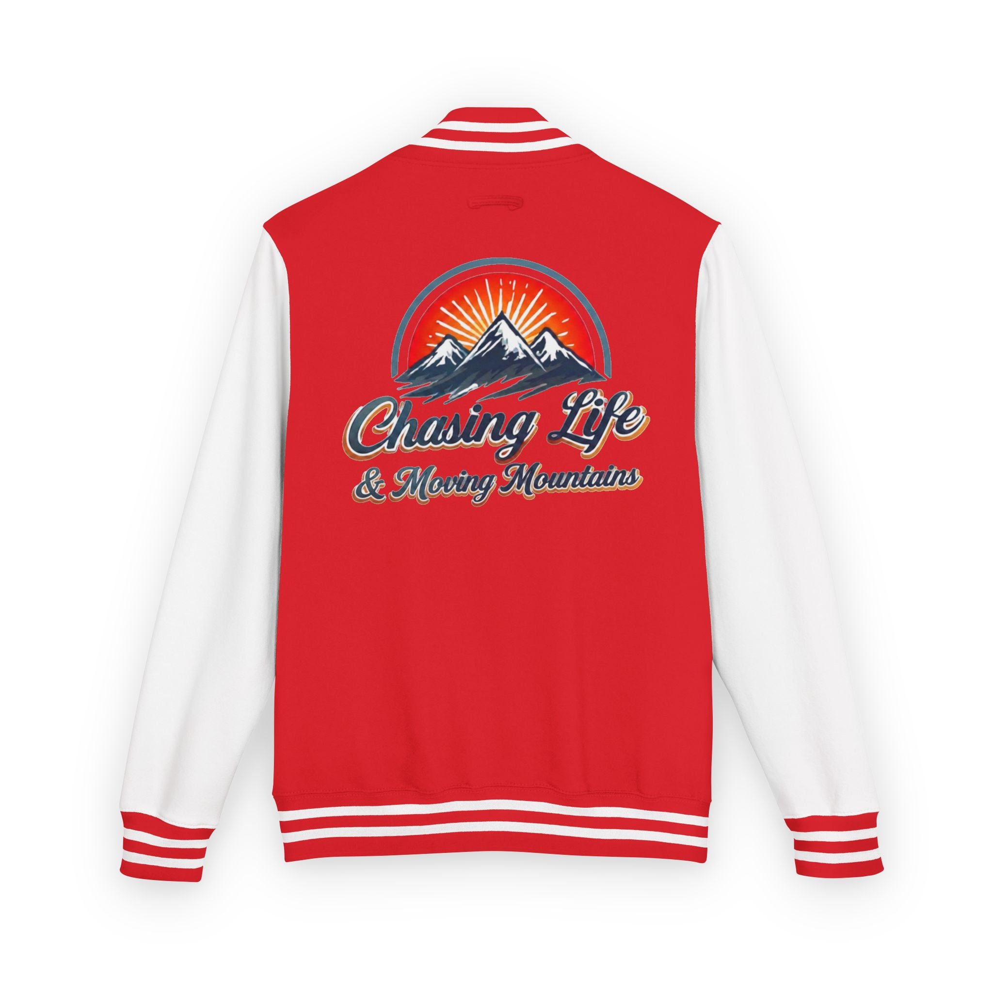 Letterman Jacket - "Chasing Life & Moving Mountains" Retro Mountain Varsity Jacketj