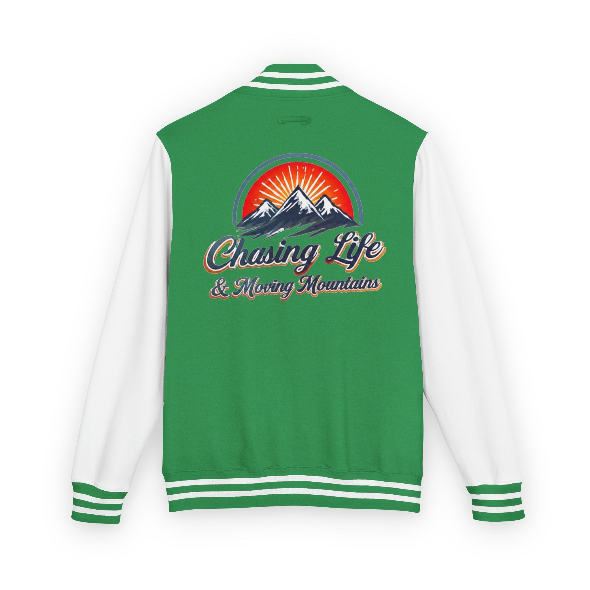 Letterman Jacket - "Chasing Life & Moving Mountains" Retro Mountain Varsity Jacketj